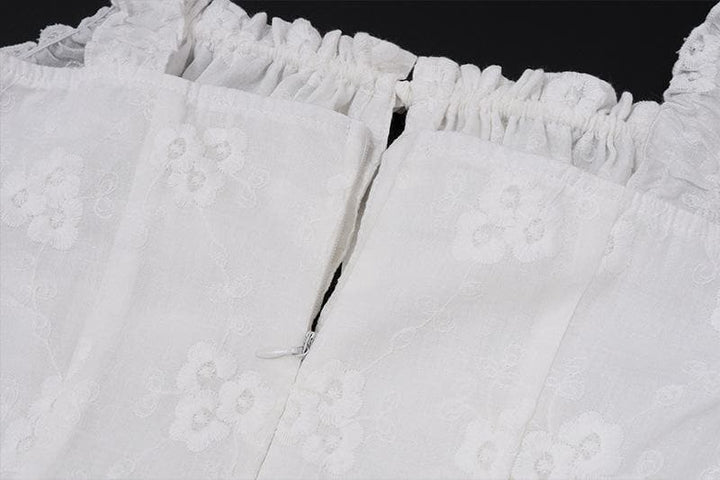 Rigar midi mai laushi da aka yi da zaren zane mai ruffle | Kayan Biki na Mata