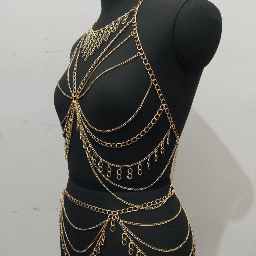 Halter metal chain hollow out cut out top  | Festival Outfits Women