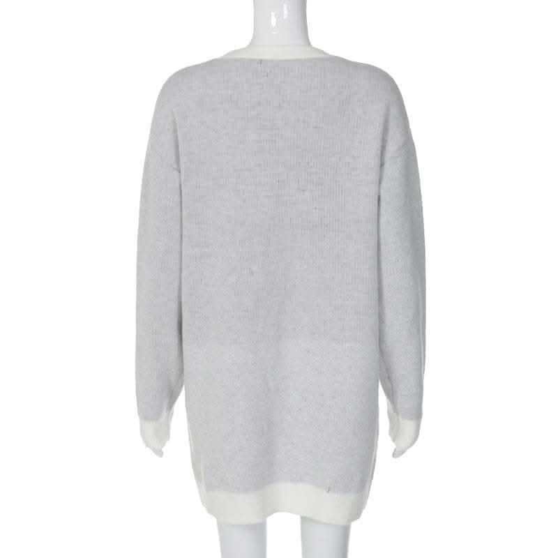 Knitted long sleeve body print contrast top-final-sale  | Festival Outfits Women