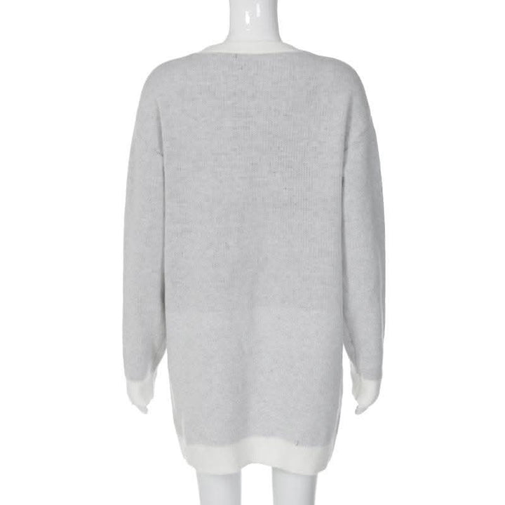 Knitted long sleeve body print contrast top-final-sale  | Festival Outfits Women