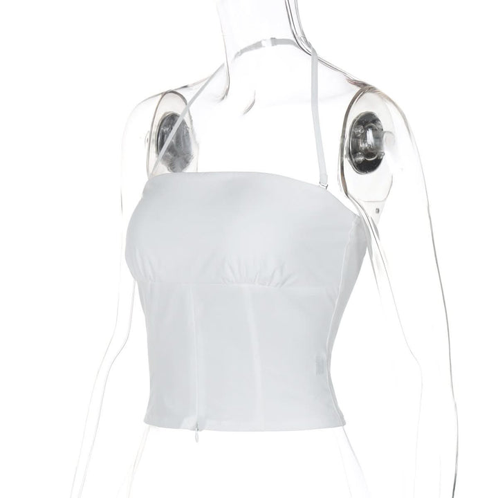 Halter backless ruched solid tube top  | Festival Outfits Women