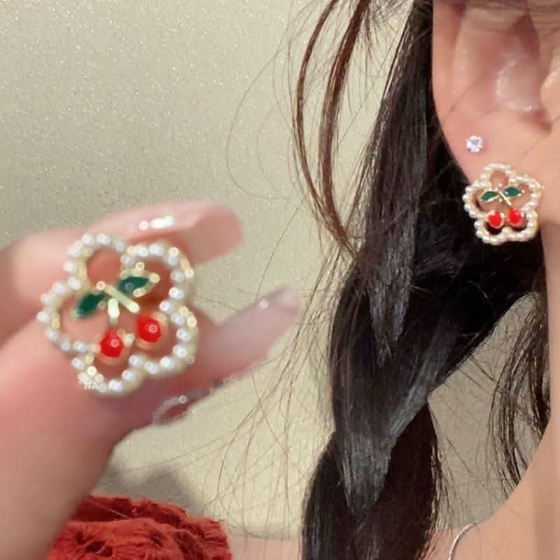 Bowknot heart faux pearl pendant stud earrings  | Festival Outfits Women