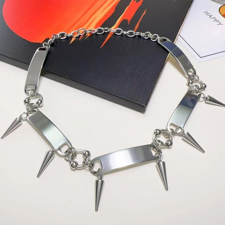 Silver rivet patchwork choker necklace  | Festival Outfits Women
