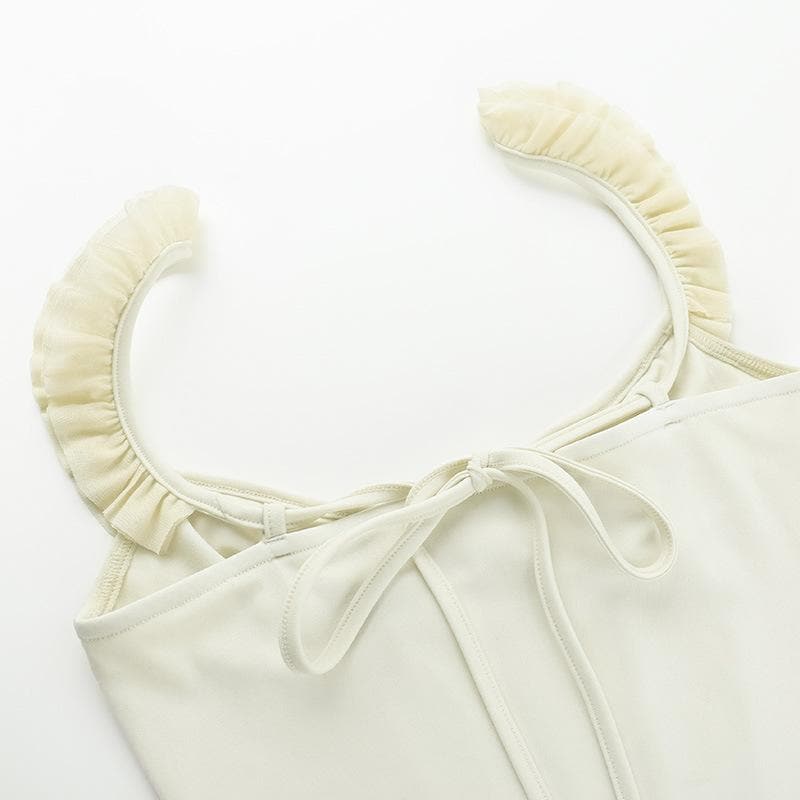 Ruffle corset patchwork stitch cami top  | Festival Outfits Women