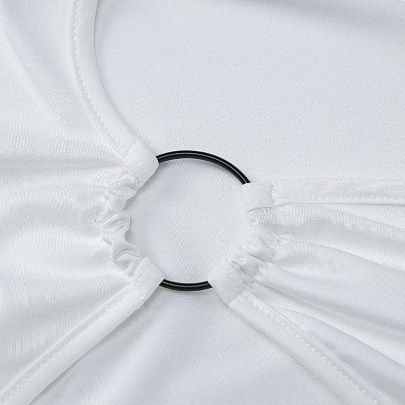 One shoulder high neck o ring irregular midi dress  | Festival Outfits Women