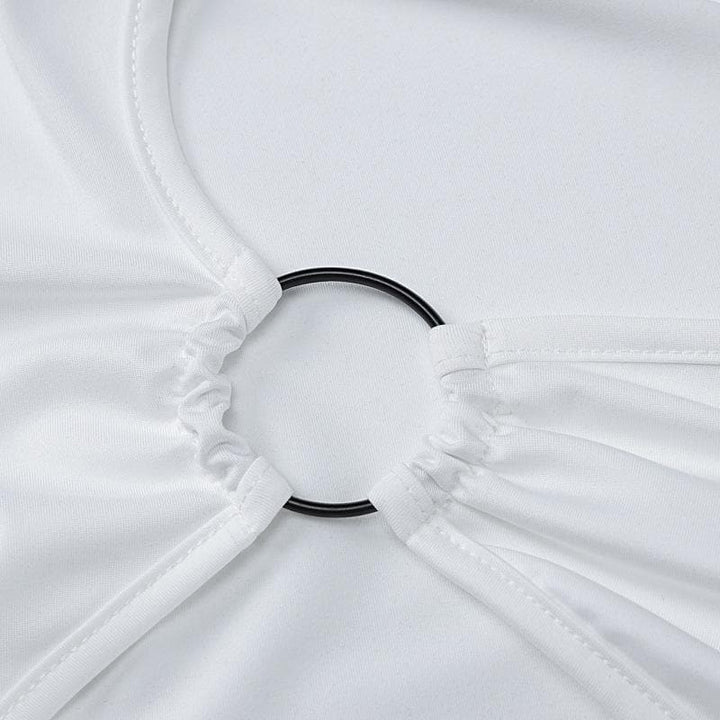 One shoulder high neck o ring irregular midi dress  | Festival Outfits Women