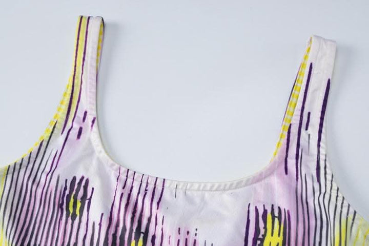 Body pattern contrast u neck sleeveless backless maxi dress-final-sale  | Festival Outfits Women