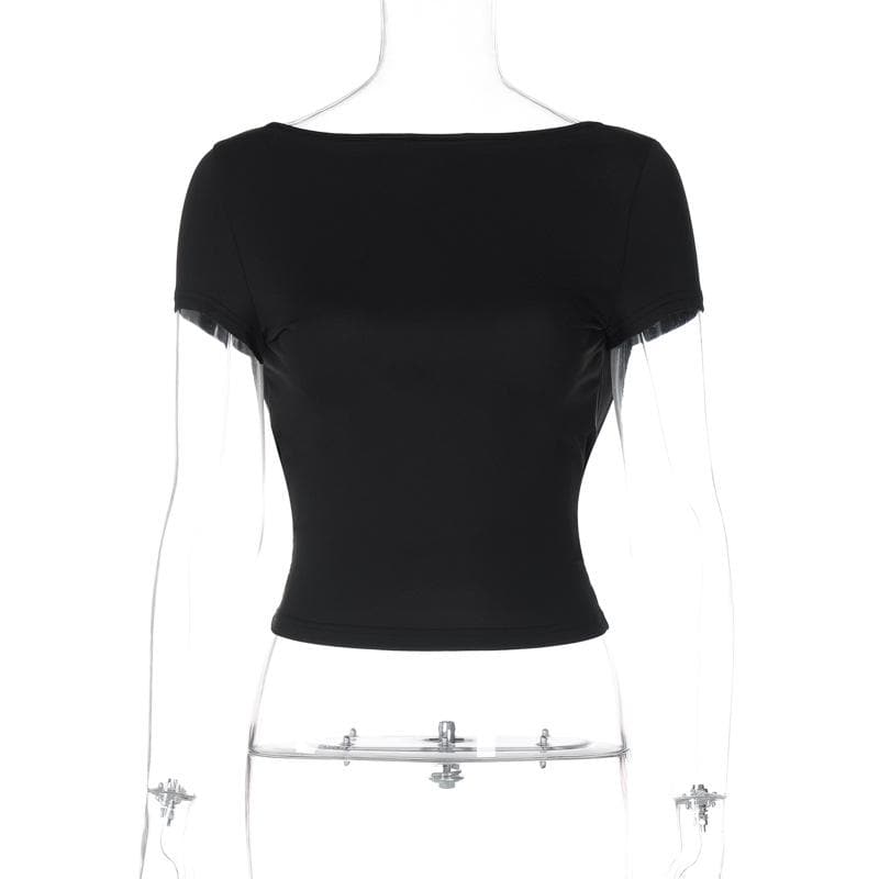 Riga mai gajeren hannu mai zagaye da wuyan hannu mara baya | Kayan Biki na Mata