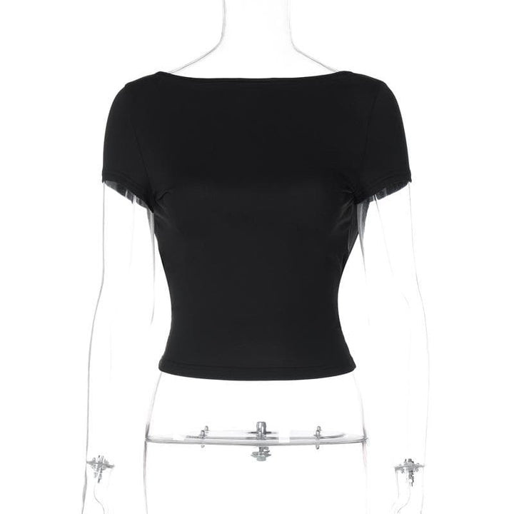 Riga mai gajeren hannu mai zagaye da wuyan hannu mara baya | Kayan Biki na Mata