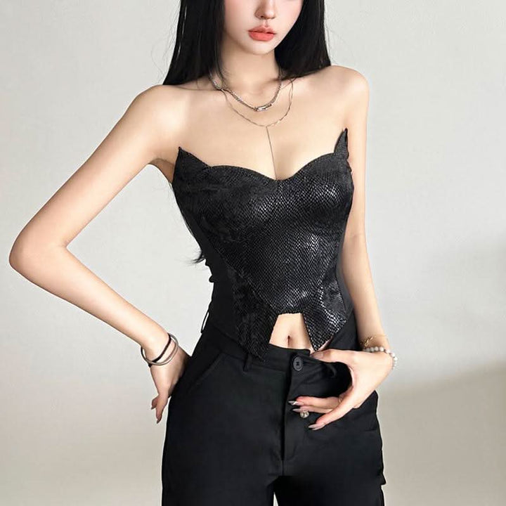Textured solid backless tube crop top  | Festival Outfits Women