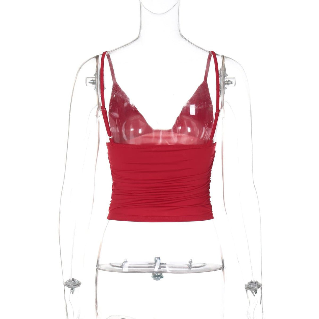Ruched backless solid crop top  | Festival Outfits Women