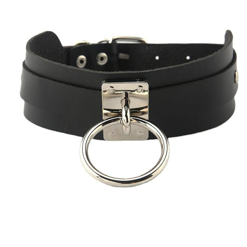 O ring PU leather adjustable choker necklace  | Festival Outfits Women