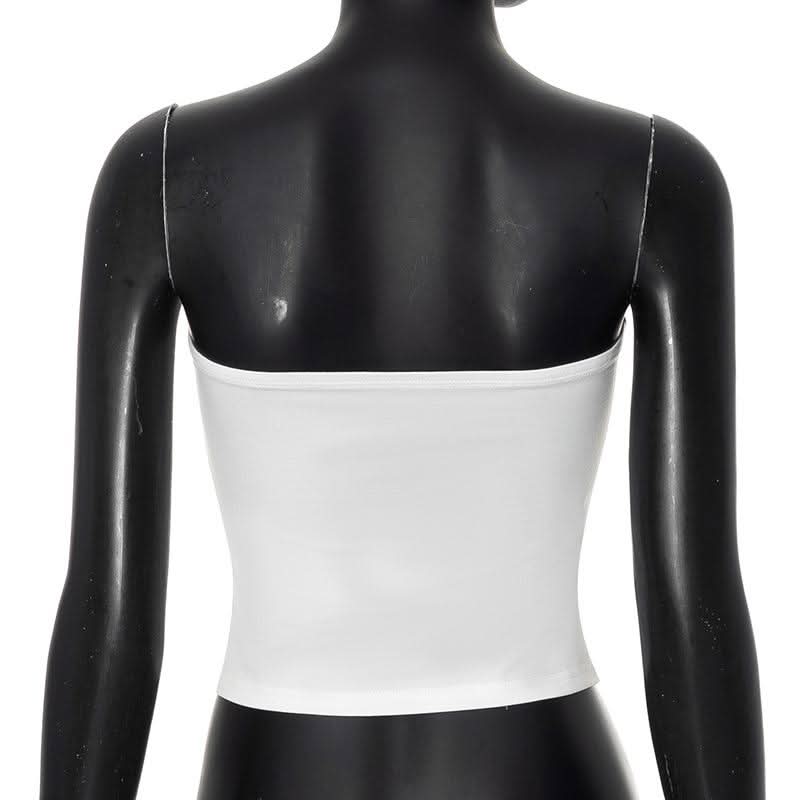 Backless squirrel pattern contrast tube top  | Festival Outfits Women