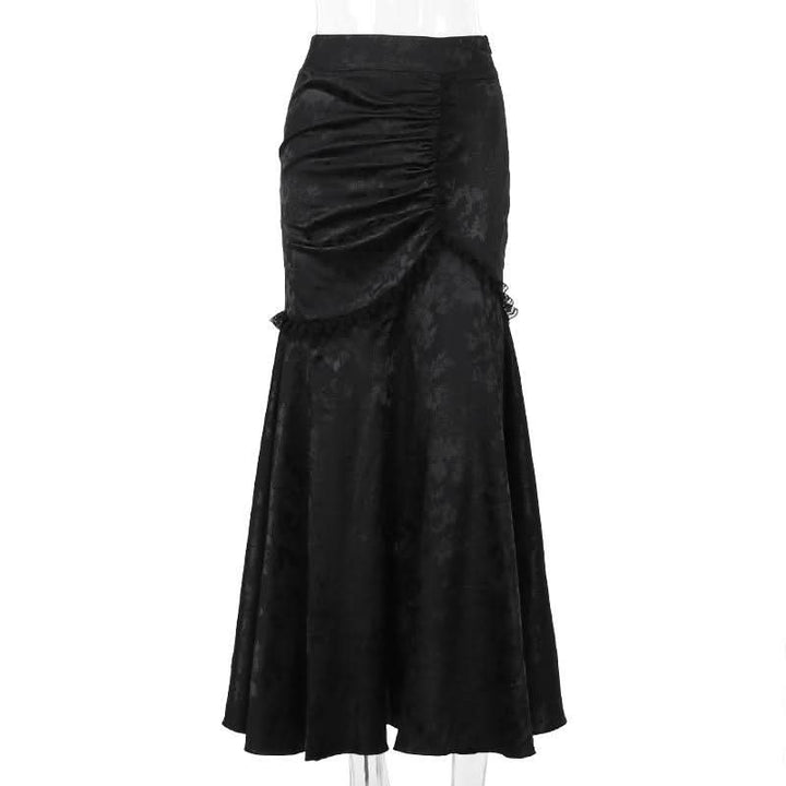 Lace hem ruched maxi skirt  | Festival Outfits Women