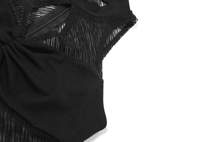 High neck ruched hollow out mesh zip-up tank cut out top  | Festival Outfits Women