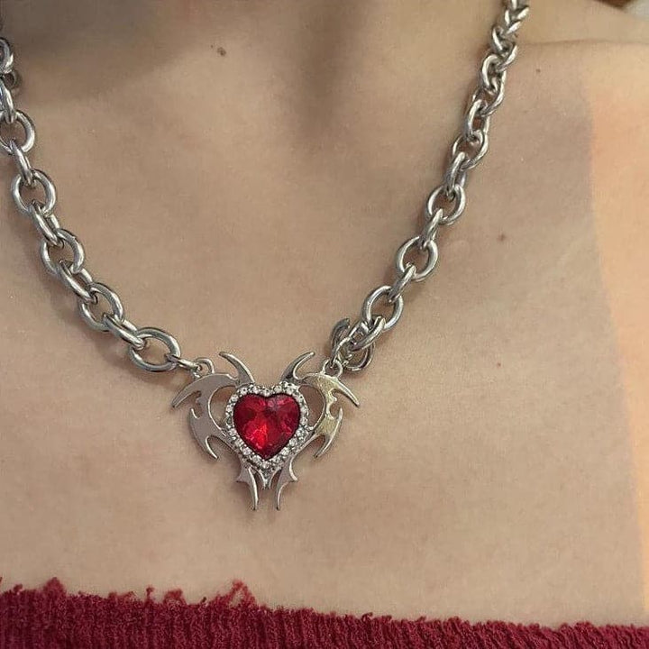 Heart decor metal chain necklace  | Festival Outfits Women