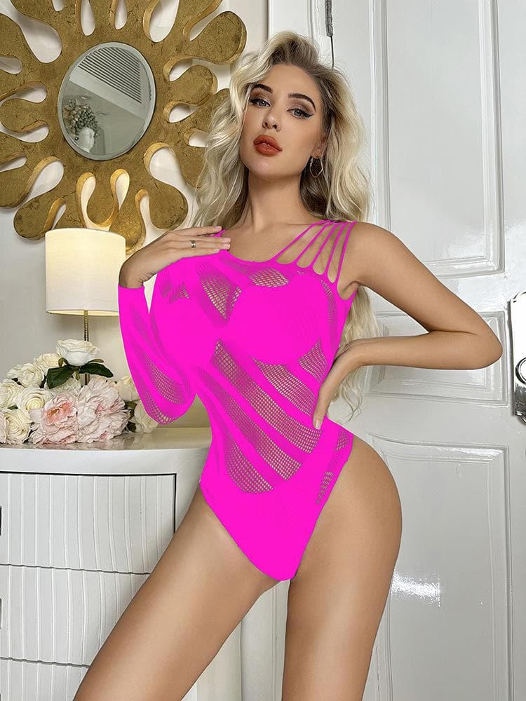 Long sleeve off shoulder irregular strappy bodysuit  | Festival Outfits Women