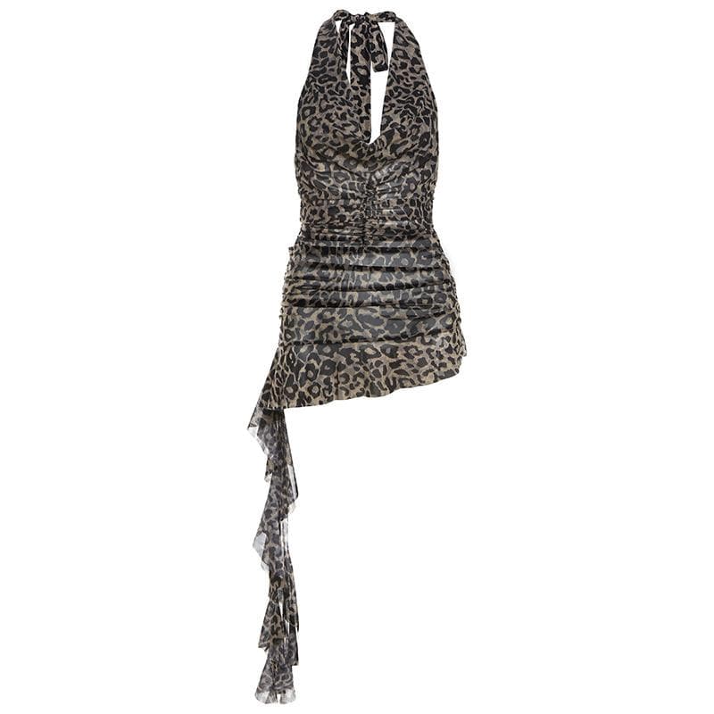 Halter leopard print backless top  | Festival Outfits Women  | Cheetah Print Top