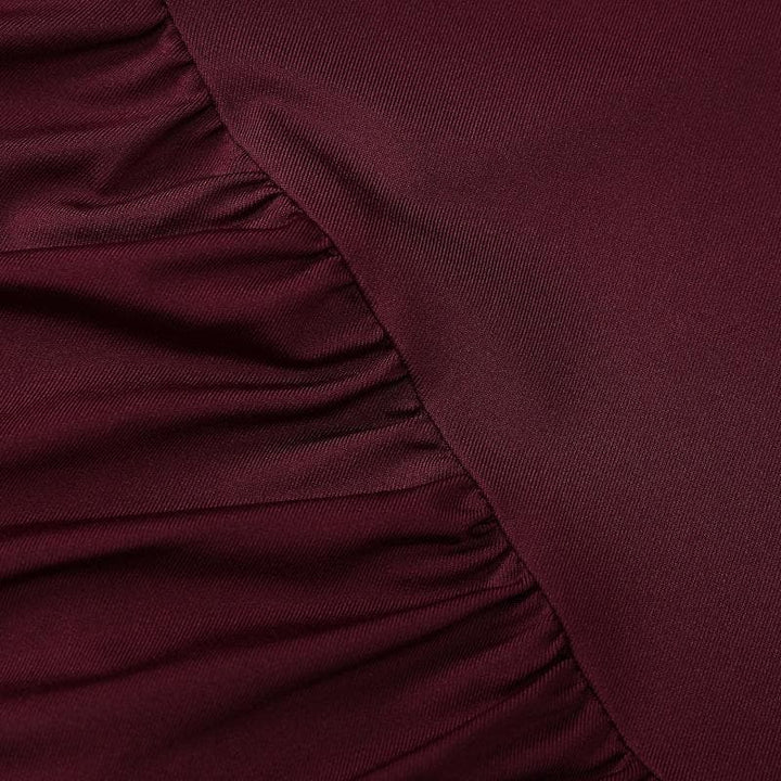 Riga mai dogon hannu mai ruched mai kauri | Kayan Biki na Mata