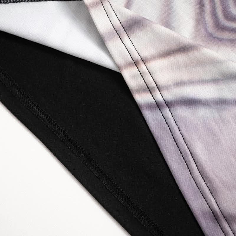 Body print contrast long sleeve round neck mini dress-final-sale  | Festival Outfits Women