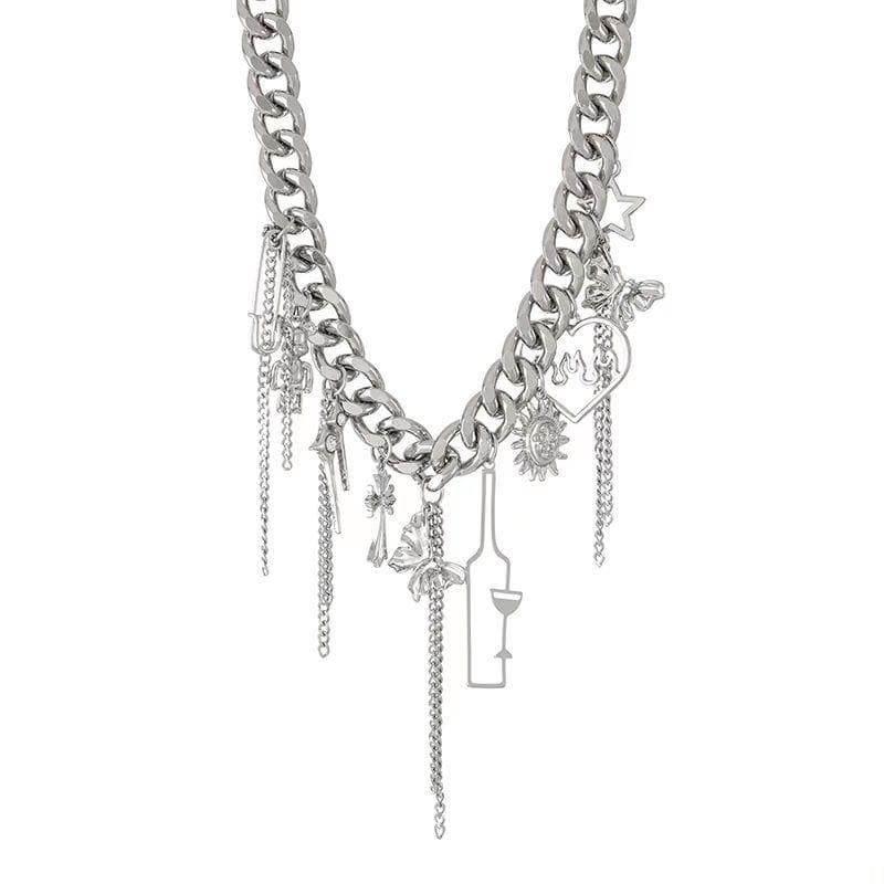 Star heart cross bear bottle butterfly necklace  | Festival Outfits Women