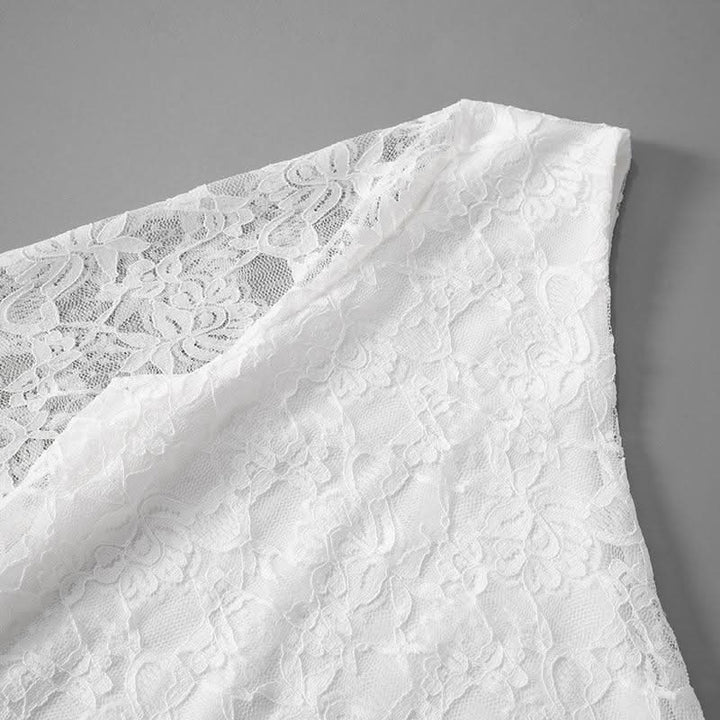 One shoulder long sleeve lace ruffle mini dress  | Festival Outfits Women
