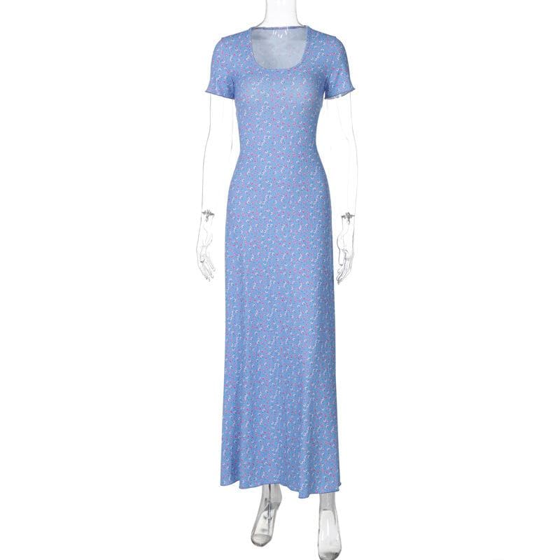 U neck flower print lace up maxi dress  | Festival Outfits Women
