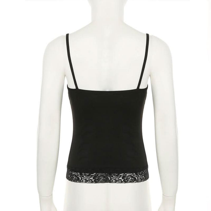 Beaded v neck lace hem backless cami top  | Festival Outfits Women