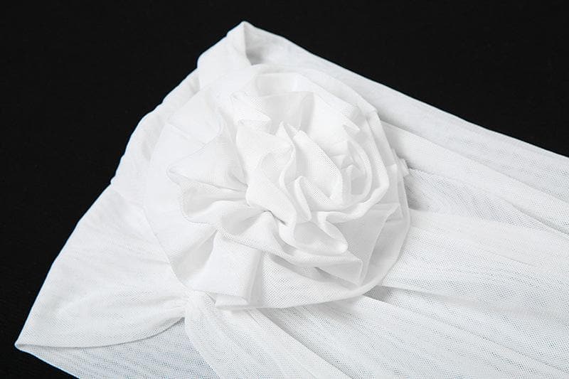 Off shoulder flower applique ruffle ruched mini dress  | Festival Outfits Women