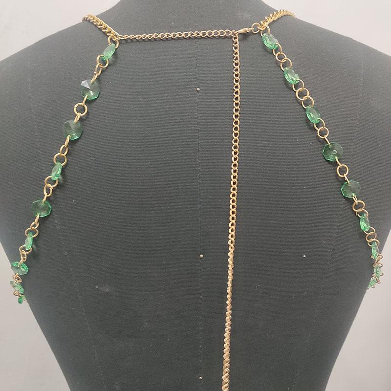 Beaded metal chain u neck backless layered cami top  | Festival Outfits Women