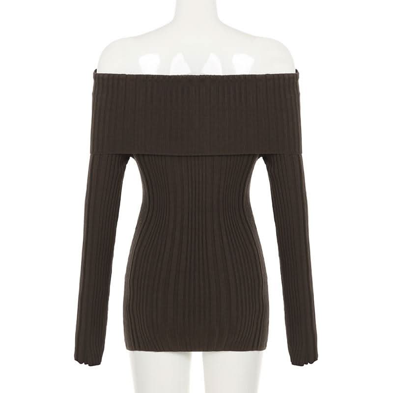 Long sleeve off shoulder textured solid mini dress  | Festival Outfits Women