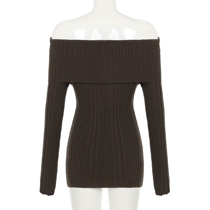 Long sleeve off shoulder textured solid mini dress  | Festival Outfits Women