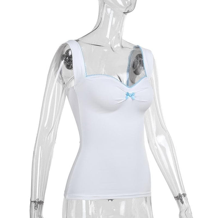 Ruched bowknot lace hem cami top | Kayan Biki na Mata