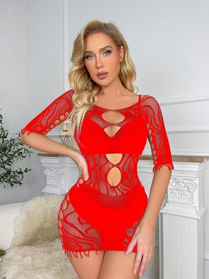 Short sleeve off shoulder hollow out cut out mini dress  | Festival Outfits Women