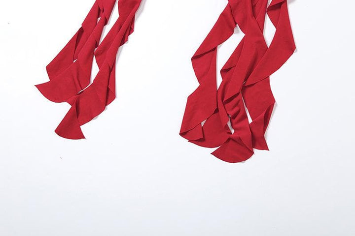 Halter flower applique ruffle backless top-final-sale