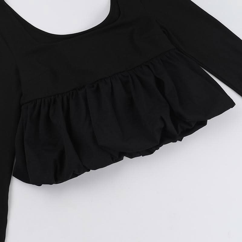 U neck long sleeve solid top  | Festival Outfits Women