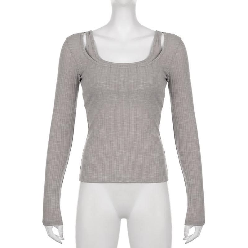 Long sleeve ribbed solid 2 piece top-final-sale  | Festival Outfits Women