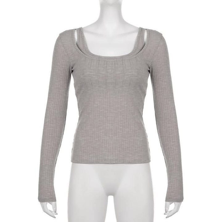 Long sleeve ribbed solid 2 piece top-final-sale  | Festival Outfits Women