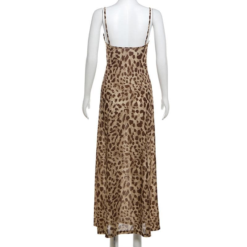 Leopard print cowl neck cami maxi dress  | Festival Outfits Women