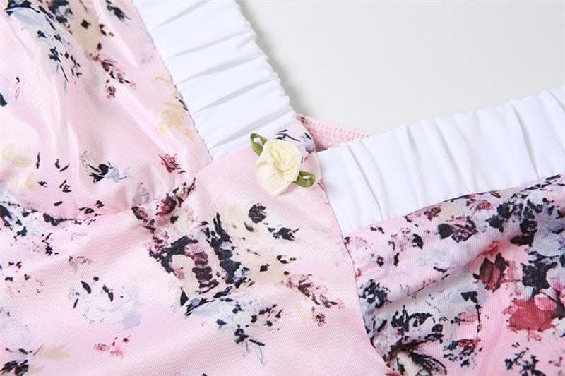 Ruched flower print contrast sleeveless v neck maxi dress-final-sale  | Festival Outfits Women