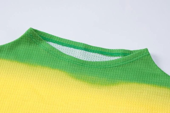 Tie dye contrast short sleeve crewneck mini dress- Final Sale-final-sale  | Festival Outfits Women