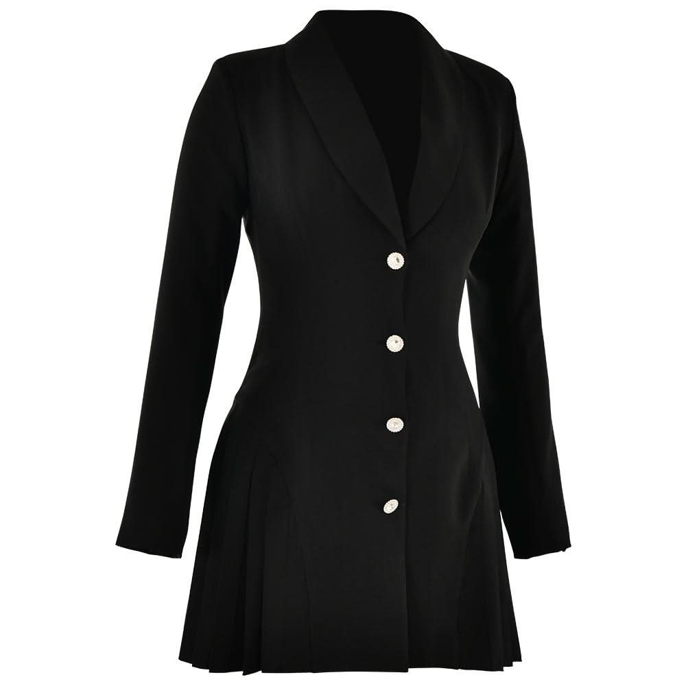 Turnover collar long sleeve v neck button pleated mini dress  | Festival Outfits Women