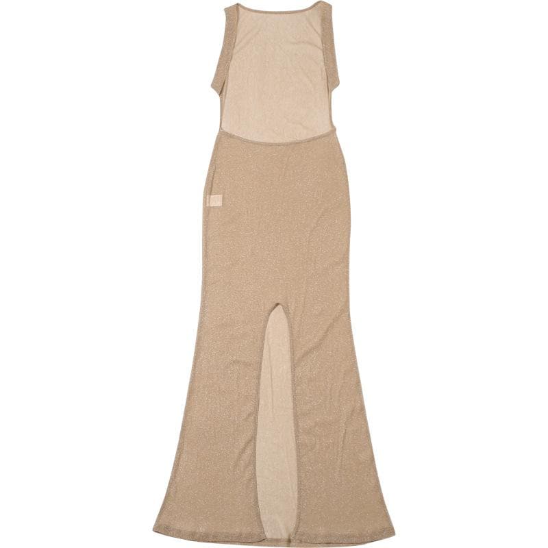 Glitter backless mesh slit maxi dress  | Festival Outfits Women