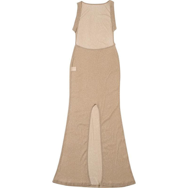Glitter backless mesh slit maxi dress  | Festival Outfits Women