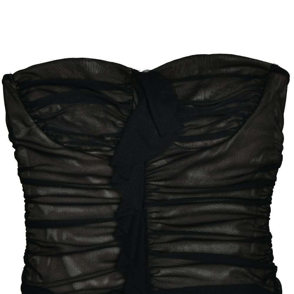 Sweetheart neck ruched ruffle tube midi dress-final-sale  | Festival Outfits Women