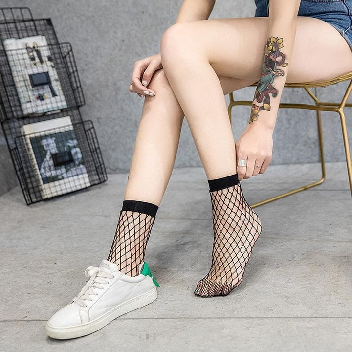 Bowknot fishnet solid patchwork socks  | Festival Outfits Women