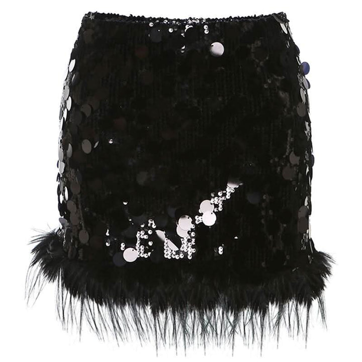 Glitter fluffy A line mini skirt  | Festival Outfits Women