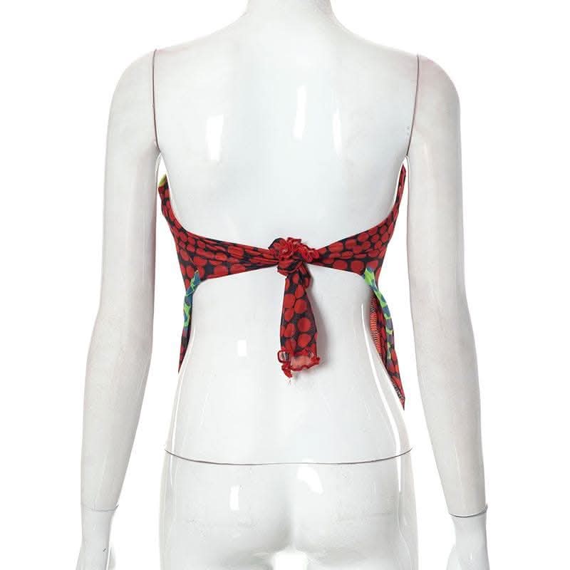 Sheer mesh long sleeve polka dot thermal contrast ruffle 2-way top-final-sale  | Festival Outfits Women