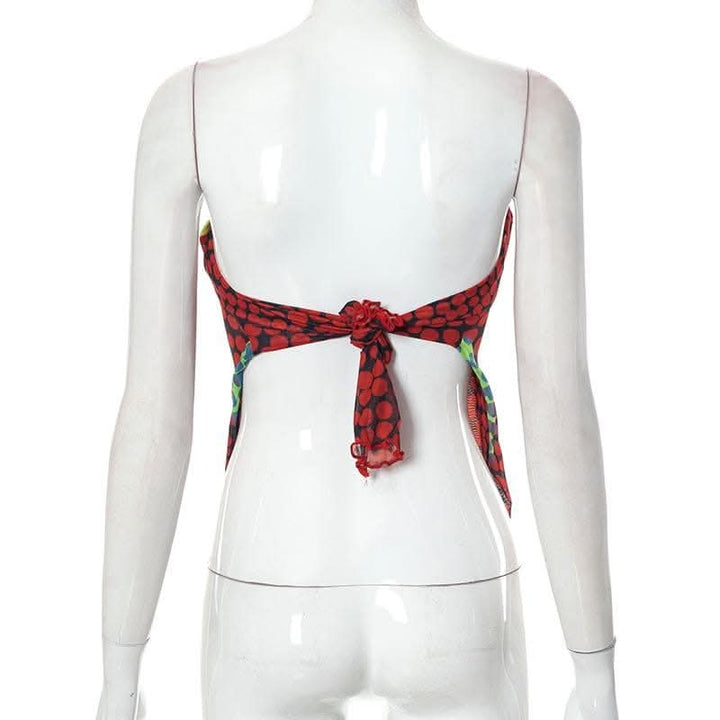 Sheer mesh long sleeve polka dot thermal contrast ruffle 2-way top-final-sale  | Festival Outfits Women