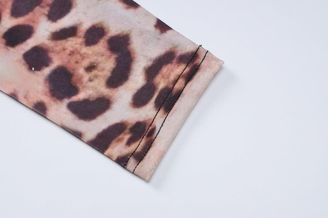 Leopard print long sleeve high neck mini dress-final-sale  | Festival Outfits Women  | Leopard Print Mini Dress